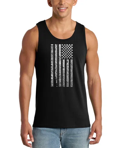 La Pop Art Men's American Flag Graphic Tank Top In Black