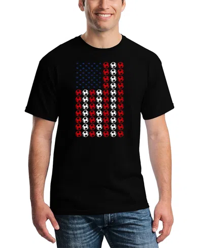 La Pop Art Men's American Flag Soccer Balls Word Art T-shirt In Black