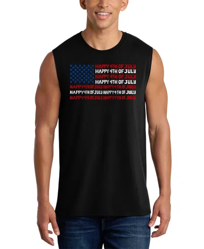 La Pop Art Men's American Flag Word Art Tank Top In Black