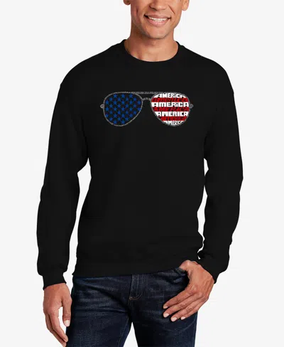 La Pop Art Men's Americana Sunglasses Word Art Crewneck Sweatshirt In Black