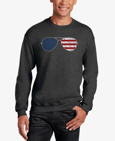 La Pop Art Men's Americana Sunglasses Word Art Crewneck Sweatshirt