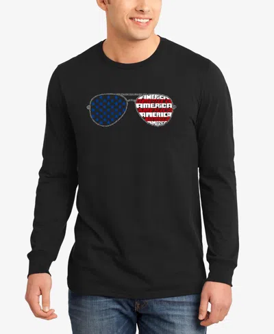 La Pop Art Men's Americana Sunglasses Word Art Long Sleeve T-shirt