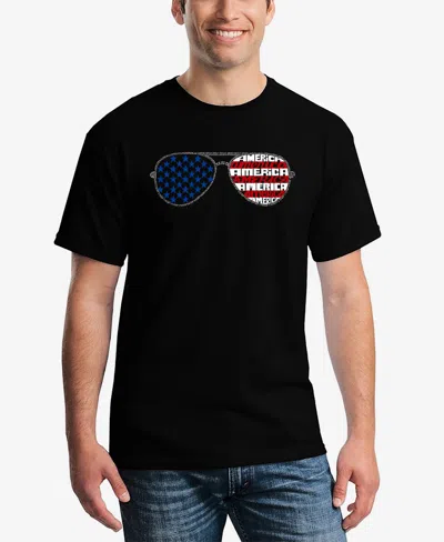 La Pop Art Men's Americana Sunglasses Word Art T-shirt