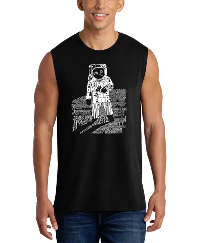 La Pop Art Men's Astronaut Typography Graphic Tank Top In Black