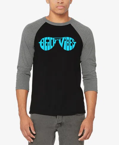 La Pop Art Men's Beach Vibes Raglan Baseball Word Art T-shirt