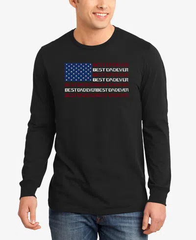 La Pop Art Men's Best Dad Ever American Flag Word Art Long-sleeve T-shirt In Black