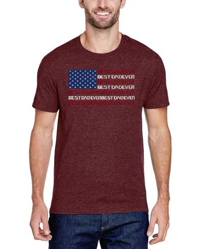 La Pop Art Men's Best Dad Ever American Flag Word Art T-shirt In Burgundy
