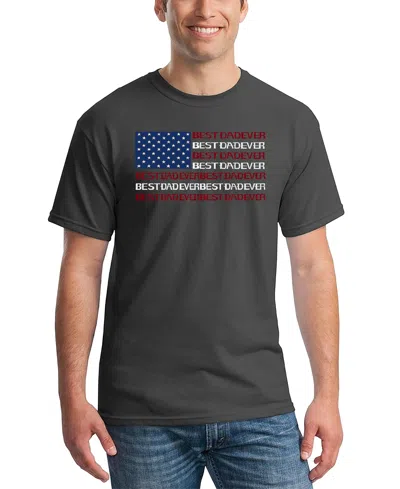 La Pop Art Men's Best Dad Ever American Flag Word Art T-shirt In Gray