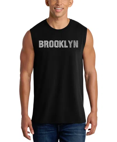 La Pop Art Men's Brooklyn Nyc Typography Graphic Tank Top In Black