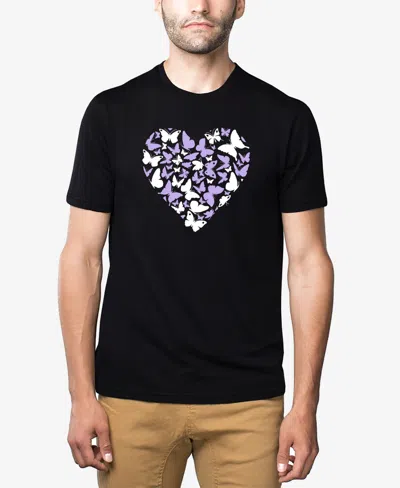 La Pop Art Men's Butterfly Heart Premium Blend Word Art T-shirt