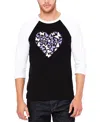 La Pop Art Men's Butterfly Heart Raglan Baseball Word Art T-shirt