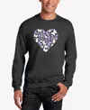 La Pop Art Men's Butterfly Heart Word Art Crewneck Sweatshirt