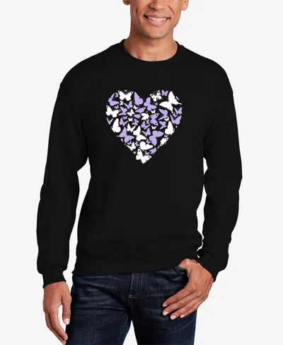 La Pop Art Men's Butterfly Heart Word Art Crewneck Sweatshirt