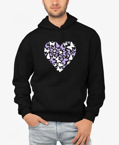 La Pop Art Men's Butterfly Heart Word Art Hooded Sweatshirt