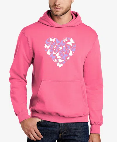 La Pop Art Men's Butterfly Heart Word Art Hooded Sweatshirt