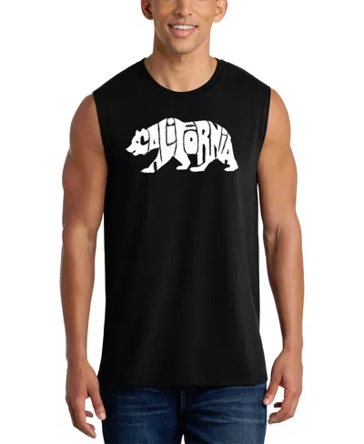 La Pop Art Men's California Bear Typography Graphic Tank Top In Black