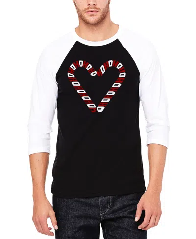 La Pop Art Men's Candy Canes Raglan Baseball Word Art T-shirt