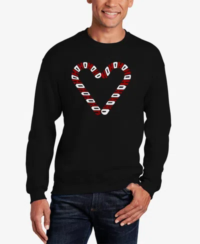 La Pop Art Men's Candy Canes Word Art Crewneck Sweatshirt In Black
