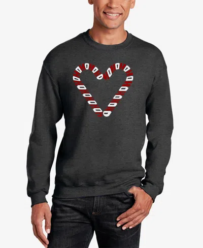 La Pop Art Men's Candy Canes Word Art Crewneck Sweatshirt