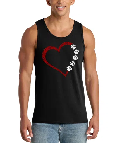 La Pop Art Men's Cat And Dog Love Heart Graphic Tank Top In Black