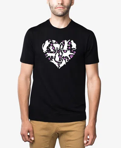 La Pop Art Men's Cat Heart Premium Blend Word Art T-shirt