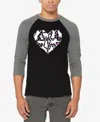 La Pop Art Men's Cat Heart Raglan Baseball Word Art T-shirt