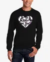 La Pop Art Men's Cat Heart Word Art Crewneck Sweatshirt