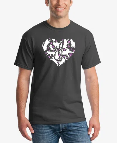 La Pop Art Men's Cat Heart Word Art T-shirt