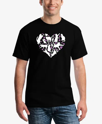 La Pop Art Men's Cat Heart Word Art T-shirt
