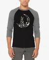 La Pop Art Men's Cat Sitting On Moon Raglan Baseball Word Art T-shirt