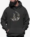 La Pop Art Men's Cat Sitting On Moon Word Art Hooded Sweatshirt