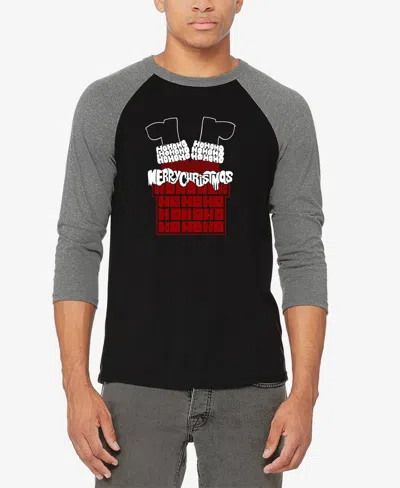 La Pop Art Men's Chimney Santa Raglan Baseball Word Art T-shirt
