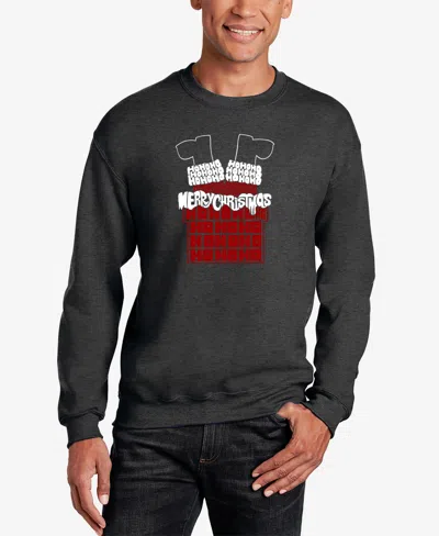 La Pop Art Men's Chimney Santa Word Art Crewneck Sweatshirt