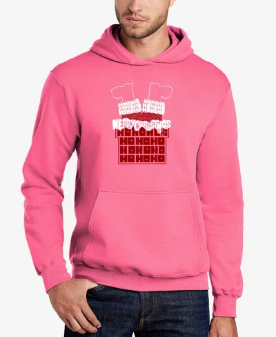 La Pop Art Men's Chimney Santa Word Art Hooded Sweatshirt