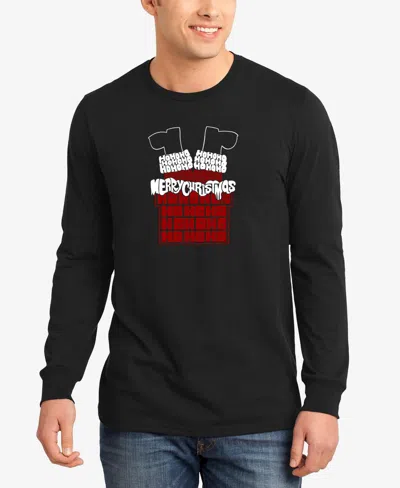 La Pop Art Men's Chimney Santa Word Art Long Sleeve T-shirt