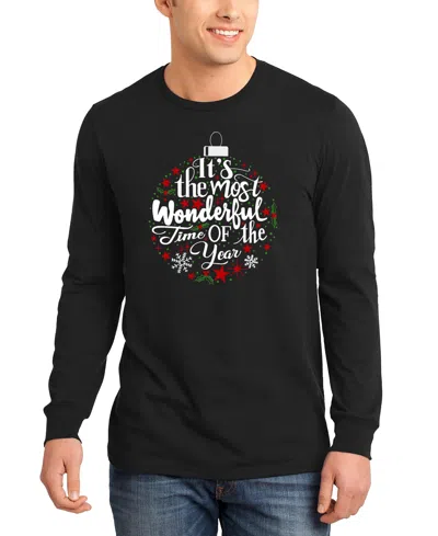 La Pop Art Men's Christmas Ornament Word Art Long-sleeve T-shirt In Black