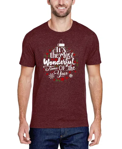 La Pop Art Men's Christmas Ornament Word Art T-shirt In Burgundy