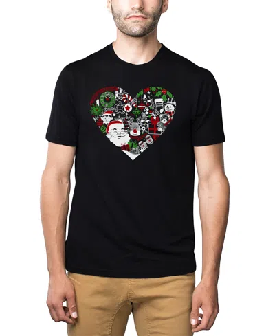 La Pop Art Men's Christmas Themed Heart Word Art T-shirt In Black