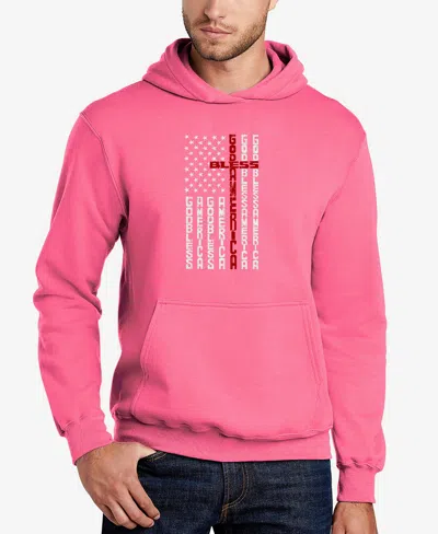 La Pop Art Men's Cross Flag Word Art Hooded Sweatshirt