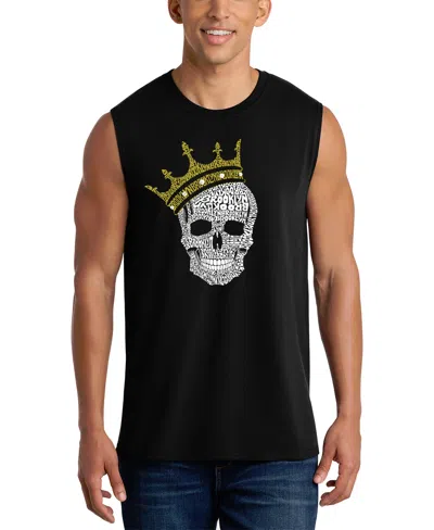 La Pop Art Men's Crowned Skull Typography Word Art Graphic Tank Top In Black