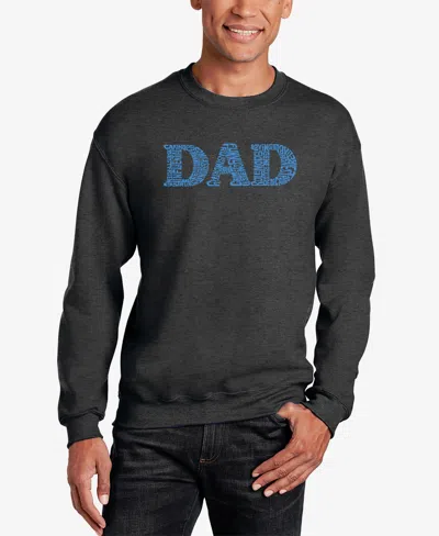La Pop Art Men's Dad Word Art Crewneck Sweatshirt In Dark Gray