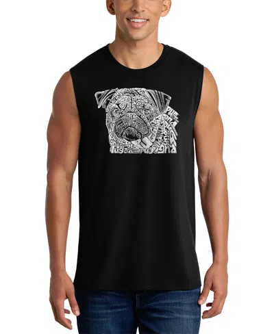 La Pop Art Men's Dog Face Typography Word Art Graphic Tank Top In Blue