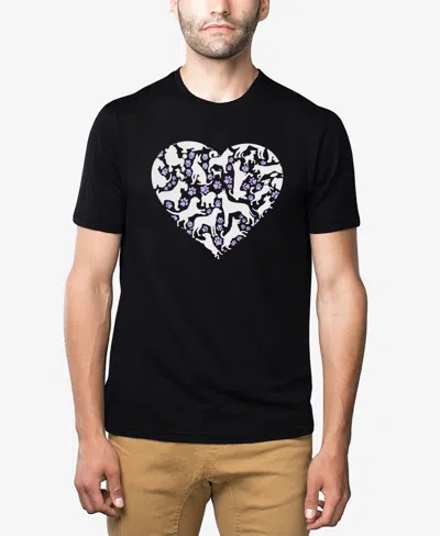 La Pop Art Men's Dog Heart Premium Blend Word Art T-shirt