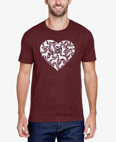 La Pop Art Men's Dog Heart Premium Blend Word Art T-shirt In Burgundy