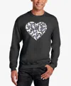 La Pop Art Men's Dog Heart Word Art Crewneck Sweatshirt