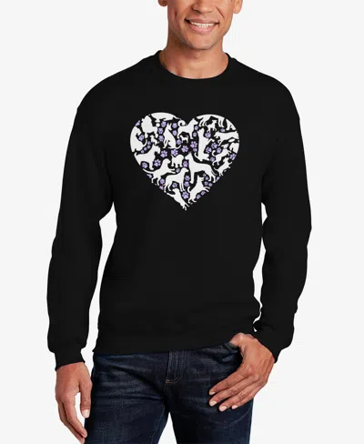 La Pop Art Men's Dog Heart Word Art Crewneck Sweatshirt