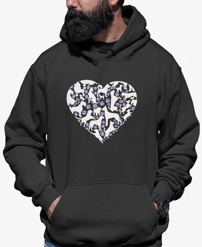 LA POP ART MEN'S DOG HEART WORD ART HOODED SWEATSHIRT