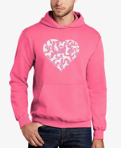 La Pop Art Men's Dog Heart Word Art Hooded Sweatshirt