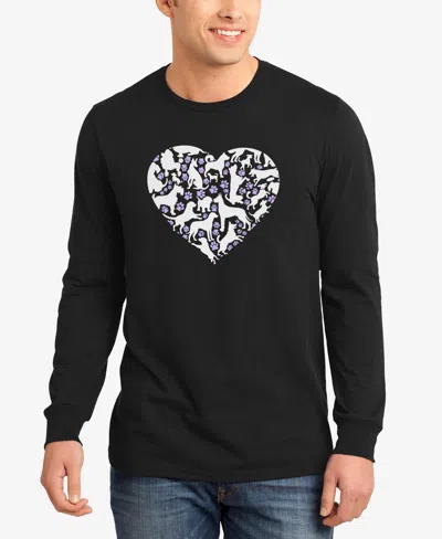La Pop Art Men's Dog Heart Word Art Long Sleeve T-shirt