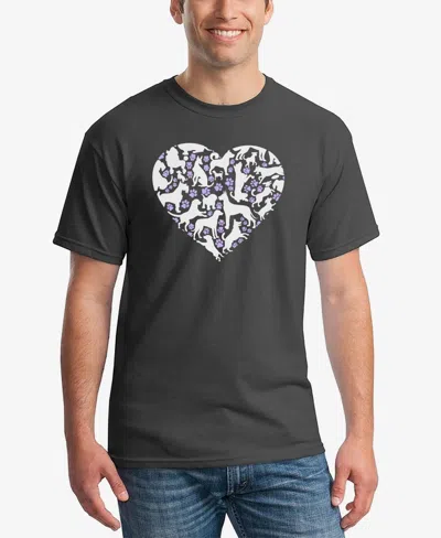 La Pop Art Men's Dog Heart Word Art T-shirt